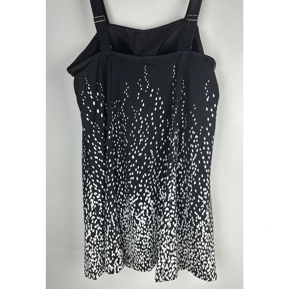 NWT Swimsuits For All 1 Piece Swim Dress Black White Dot Swimdress Plus Size 18 - Picture 8 of 9